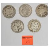 5 Morgan silver dollars