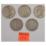 5 Morgan silver dollars