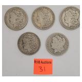5 Morgan silver dollars