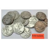 Silver walking liberty half dollars  19 Coins