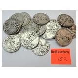 19 silver walking liberty half dollars
