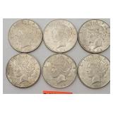1922 silver peace dollars 6 Coins