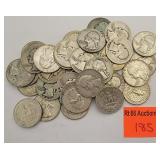 $9.50 face value, in pre 1965 silver quarters