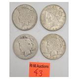 4 peace silver dollars