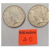 2 peace silver dollars