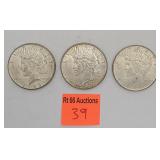 3 peace silver dollars