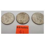 3 peace silver dollars