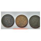 3 Large 1 Cent; 1840,1844,1845