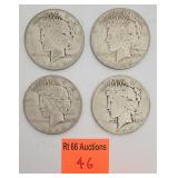 4 peace silver dollars