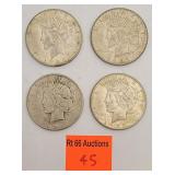 4 peace silver dollars