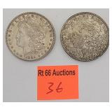 2 Morgan silver dollars