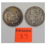 2 Morgan silver dollars