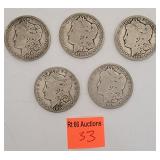 5 Morgan silver dollars