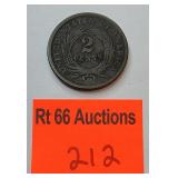 1864, 2 cent piece