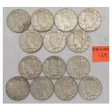 14 Silver peace dollars