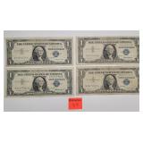 4 $1 silver certificate bills 1957 series