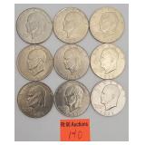 9 1971 Eisenhower dollars
