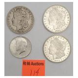 1903 S Morgan, 2 1921 Morgans, Silver 1964 half