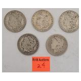 5 Morgan silver dollars