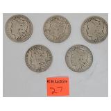 5 Morgan silver dollars