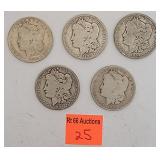 5 Morgan silver dollars