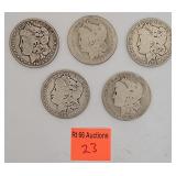5 Morgan silver dollars