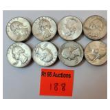 $8 in face value of 1964 silver quarters