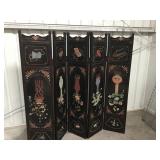 Vintage Black Lacquer Folding Room Divider