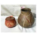 RedWare Clay Lidded Jar With Fine Sgraffito-etched