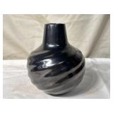 Hand Polished Black Pottery Vessel