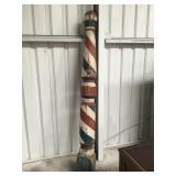 Antique Hand Carved Wooden Barber Pole