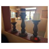Wooden Candle Holders Qty 3