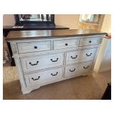 Ashley Distressed Wood Dresser With Mirror