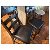 Wooden Leather Chairs Qty 2 41ï¿½x16ï¿½
