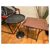 Metal Side Table & Wooden Dinner Tray
