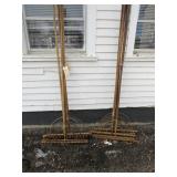 Lot- 2 Stacks of Wooden Landscape Rakes