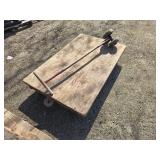 Lot of (1) Wooden Rail Cart w/ Handle