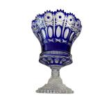 Bohemian Signed Cobalt Blue Crystal Vase Hand Cut