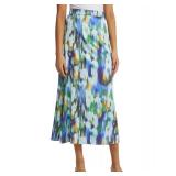 NWT MISOOK Watercolor Crêpe De Chine Maxi Skirt