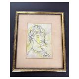 Gino Hollander, Portrait of a Girl, Ink & Acrylic