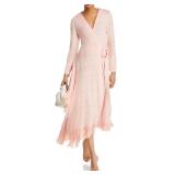 NWT MISOOK Fringe Trim Midi Wrap Dress