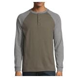 Hanes Beefy-T Men's Long Sleeve Colorblock Henley