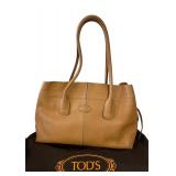 Tod's D Bag Tan Leather Handbag with Dust Bag