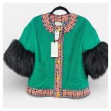 NWT Gucci Tweed Short Jacket with Faux Fur Cuffs