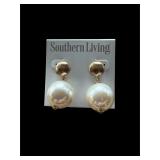 NWT Southern Living Glass Pearl Cabochon Earrings