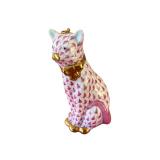 Herend 1st. Edition Raspberry Fishnet Cat Ornament
