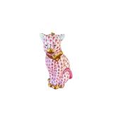 Herend 1st. Edition Raspberry Fishnet Cat Ornament