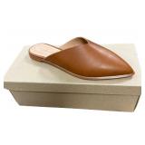 NIB Madewell Flat Mules English Saddle Leather