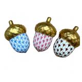 Herend Raspberry,Blue,Choc. Fishnet Acorns 24kt.
