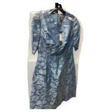 NWT Lela Rose Holly Elbow Sleeve Dress Sky Blue